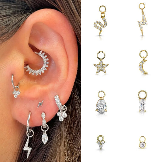 1 Piece Casual Elegant Star Lightning Plating Inlay Copper Zircon Ear Studs