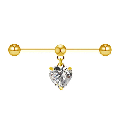 1 Piece Casual Elegant Tropical Heart Shape Bow Knot Plating Inlay Stainless Steel Alloy Copper Rhinestones Zircon Gold Plated Ear Studs