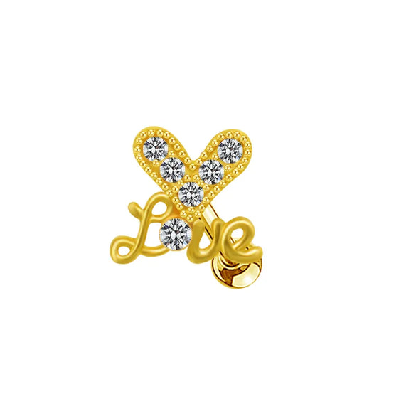 1 Piece Casual Elegant Tropical Heart Shape Bow Knot Rhinestone Plating Inlay 304 Stainless Steel Copper Gem Rhinestones Zircon 18K Gold Plated Cartilage Earrings
