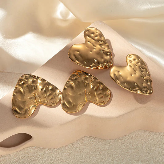 1 Piece Casual Exaggerated Sweet Heart Shape Plating 304 Stainless Steel 14K Gold Plated Ear Studs