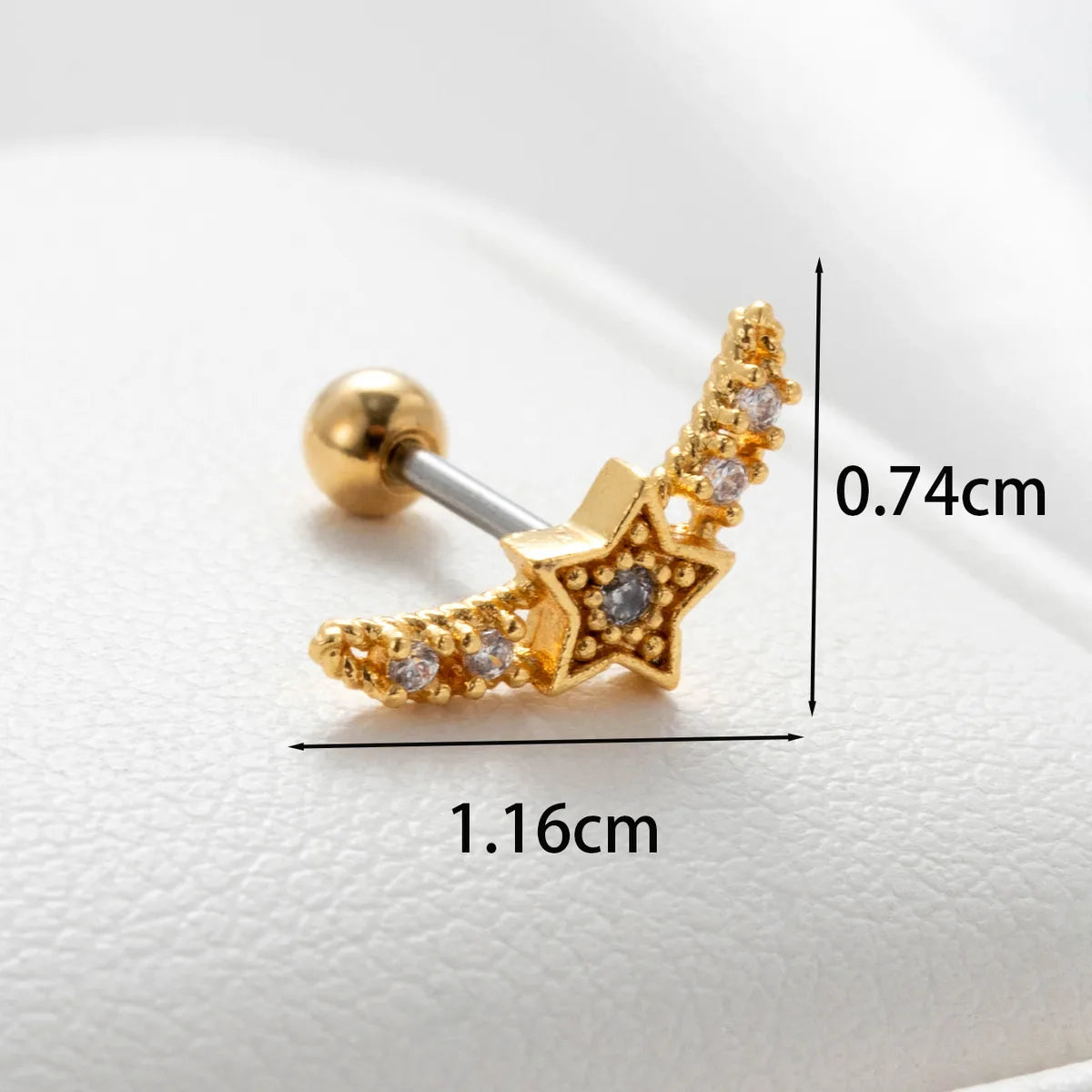 1 Piece Casual French Style Cross Star Lightning Inlay Copper Zircon Cartilage Earrings