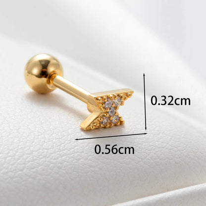 1 Piece Casual French Style Cross Star Lightning Inlay Copper Zircon Cartilage Earrings