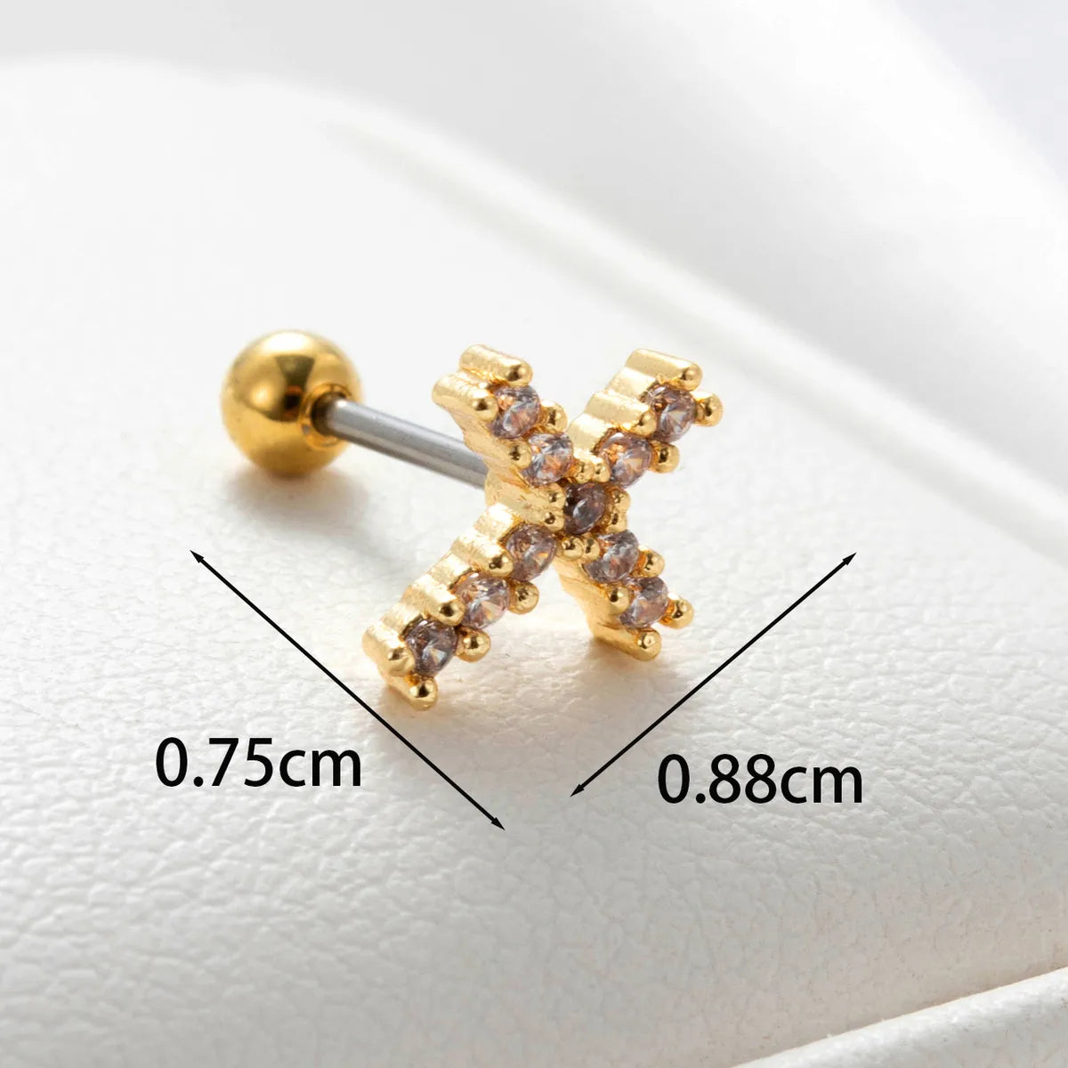 1 Piece Casual French Style Cross Star Lightning Inlay Copper Zircon Cartilage Earrings