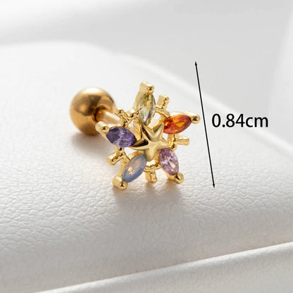 1 Piece Casual French Style Flower Inlay Copper Zircon Drop Earrings Earrings