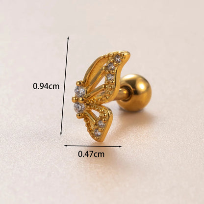 1 Piece Casual French Style Korean Style Butterfly Lightning Inlay Copper Zircon Drop Earrings Earrings