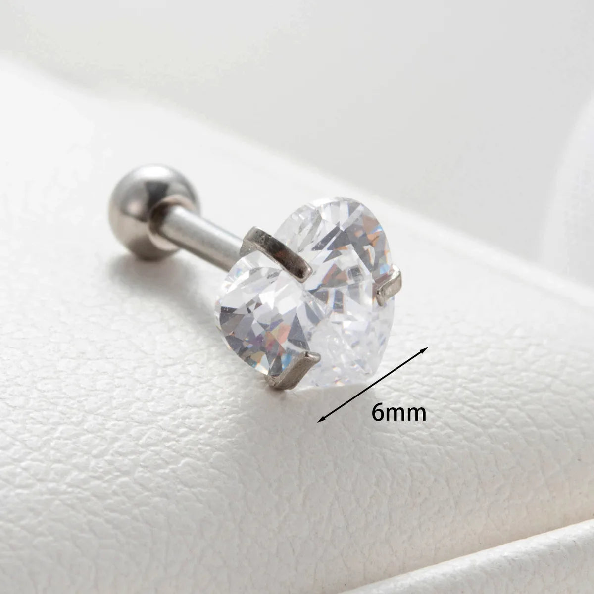 1 Piece Casual French Style Korean Style Heart Shape Inlay 316 Stainless Steel  Zircon Ear Studs