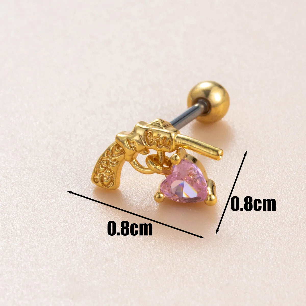 1 Piece Casual French Style Korean Style Pistol Heart Shape Chain Inlay Copper Zircon Ear Studs