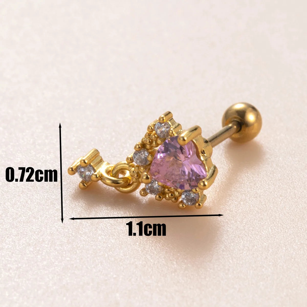 1 Piece Casual French Style Korean Style Pistol Heart Shape Chain Inlay Copper Zircon Ear Studs