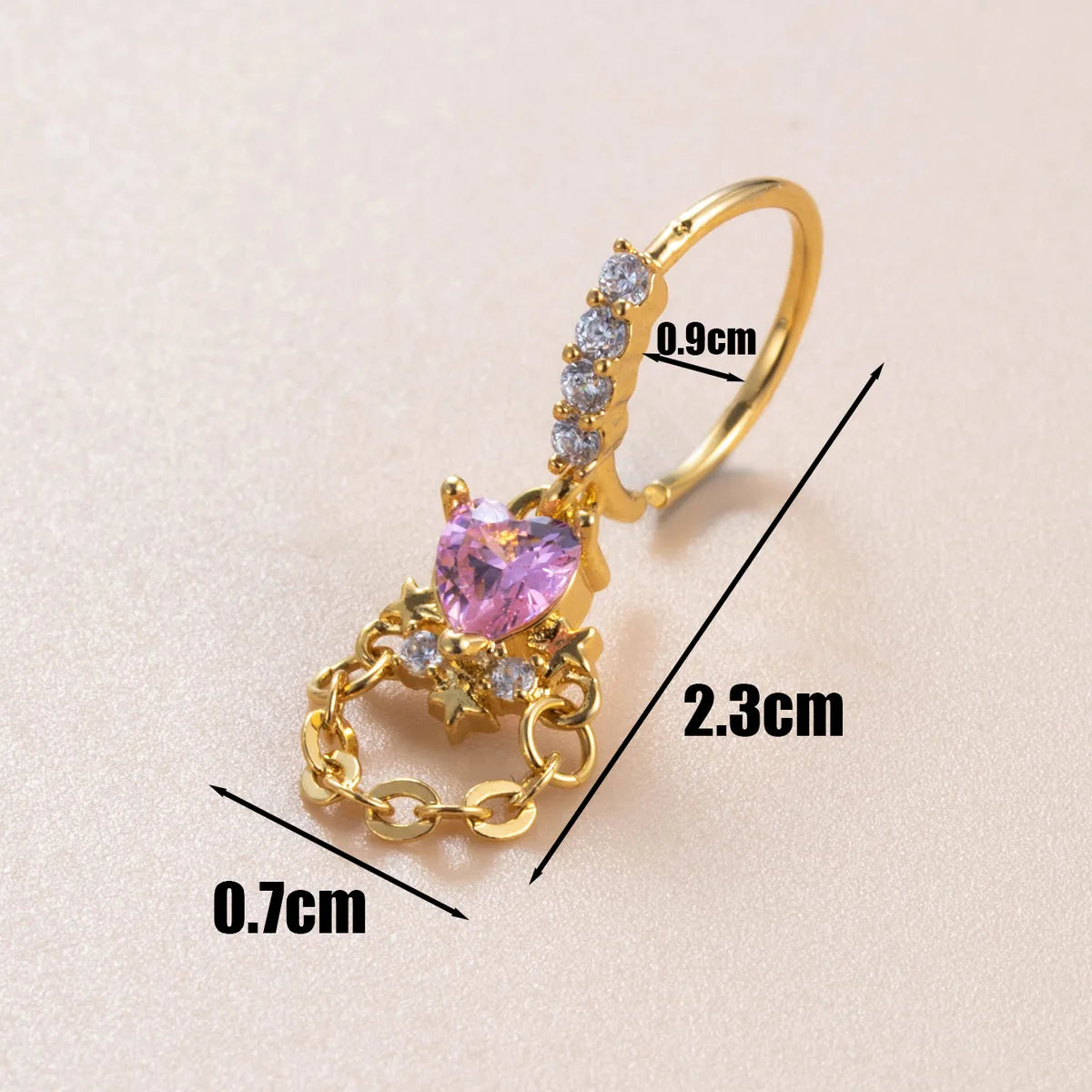 1 Piece Casual French Style Korean Style Pistol Heart Shape Chain Inlay Copper Zircon Ear Studs