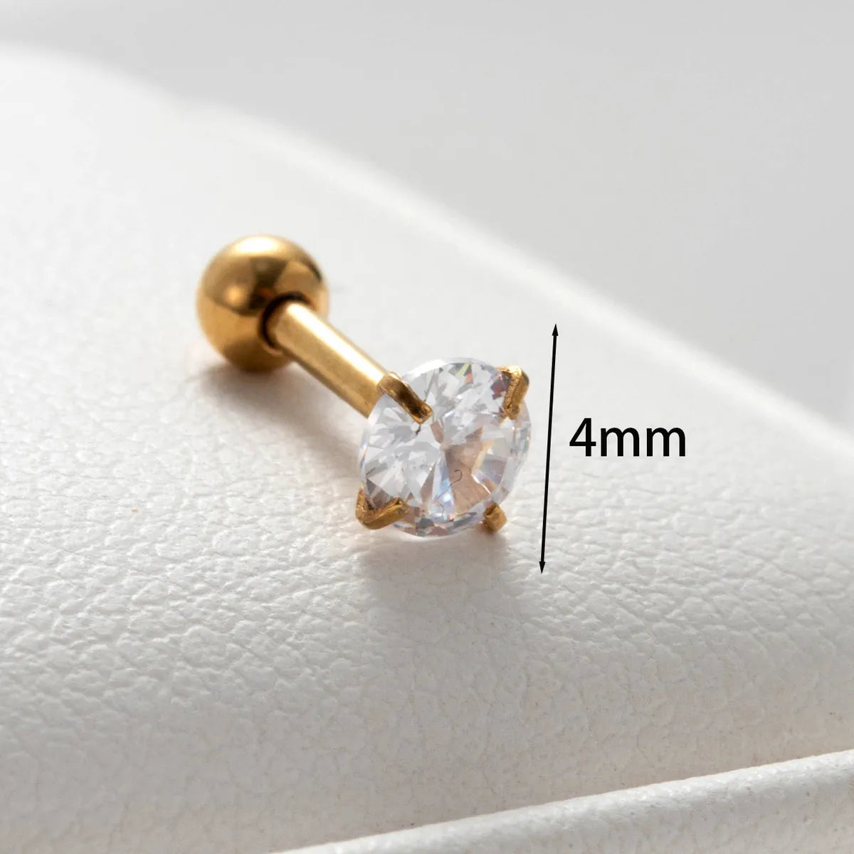 1 Piece Casual French Style Shiny Round Inlay 316 Stainless Steel  Zircon Cartilage Earrings