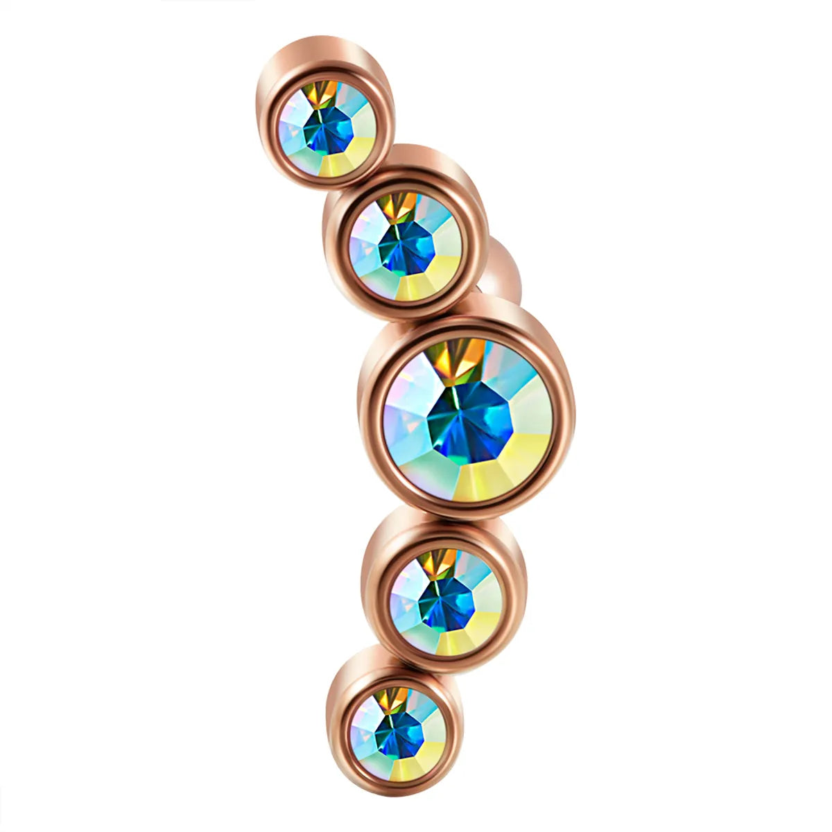 1 Piece Casual Hawaiian Cool Style Arc Polishing Plating Inlay 304 Stainless Steel Opal Zircon 18K Gold Plated Ear Studs