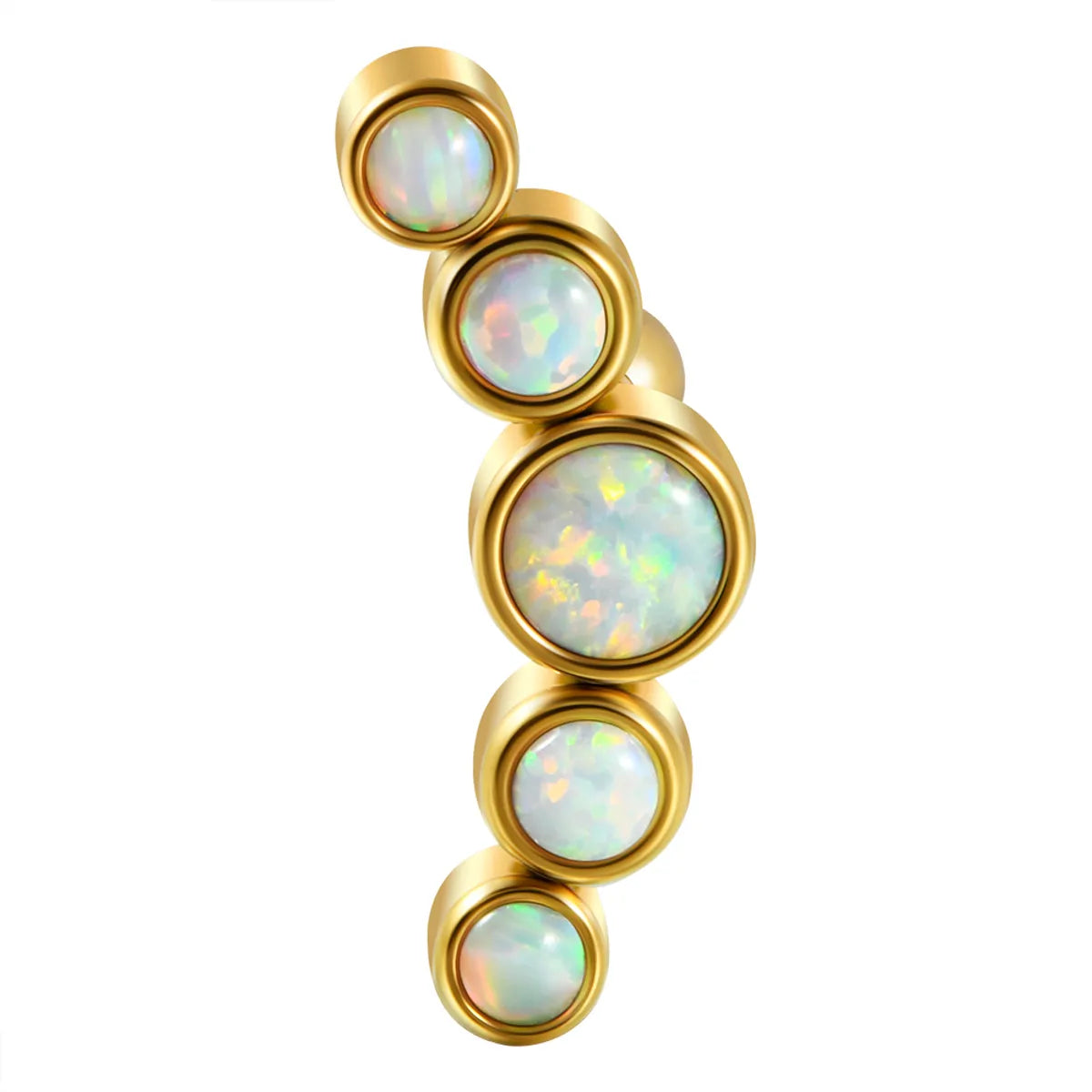 1 Piece Casual Hawaiian Cool Style Arc Polishing Plating Inlay 304 Stainless Steel Opal Zircon 18K Gold Plated Ear Studs