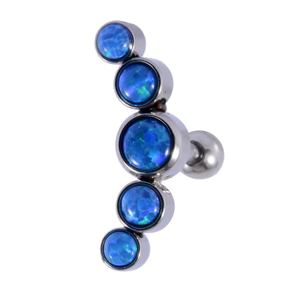 1 Piece Casual Hawaiian Cool Style Arc Polishing Plating Inlay 304 Stainless Steel Opal Zircon 18K Gold Plated Ear Studs