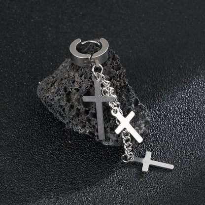 1 Piece Casual Hip-Hop Cross Plating Stainless Steel Drop Earrings