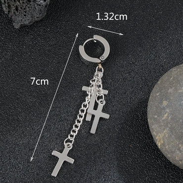 1 Piece Casual Hip-Hop Cross Plating Stainless Steel Drop Earrings