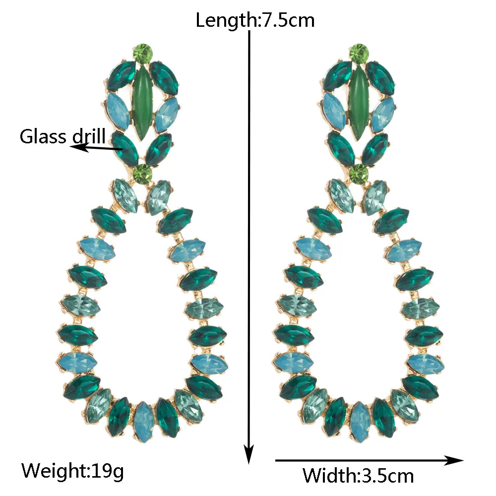 1 Piece Casual Modern Style Classic Style Water Droplets Hollow Out Inlay Alloy Glass Gold Plated Drop Earrings