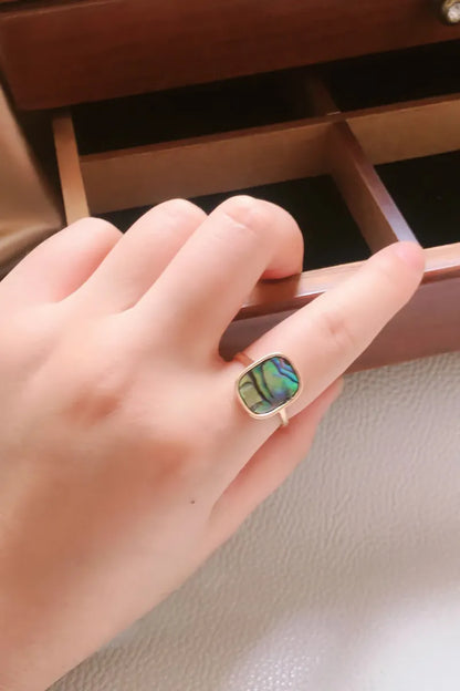 1 Piece Casual Rectangle Alloy Plating Inlay Natural Stone Shell Women's Rings