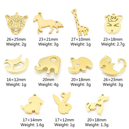 1 Piece Stainless Steel Zircon 18K Gold Plated Animal