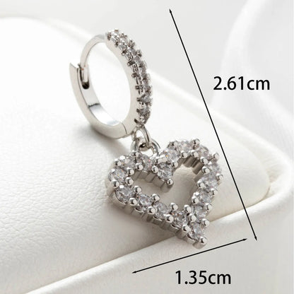 1 Piece Casual Simple Style Cactus Heart Shape Wings Inlay Copper Zircon Ear Studs