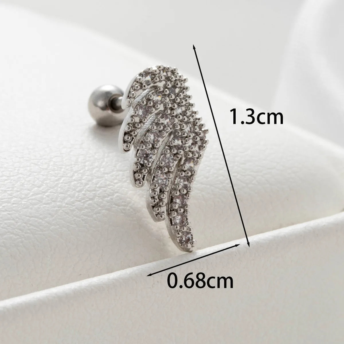 1 Piece Casual Simple Style Cactus Heart Shape Wings Inlay Copper Zircon Ear Studs