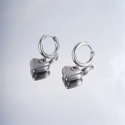 1 Piece Casual Simple Style Classic Style Heart Shape Plating Stainless Steel Gold Plated Silver Plated Drop Earrings