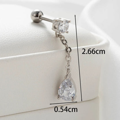 1 Piece Casual Simple Style Classic Style Hexagon Water Droplets Plating Inlay Copper Zircon Earrings