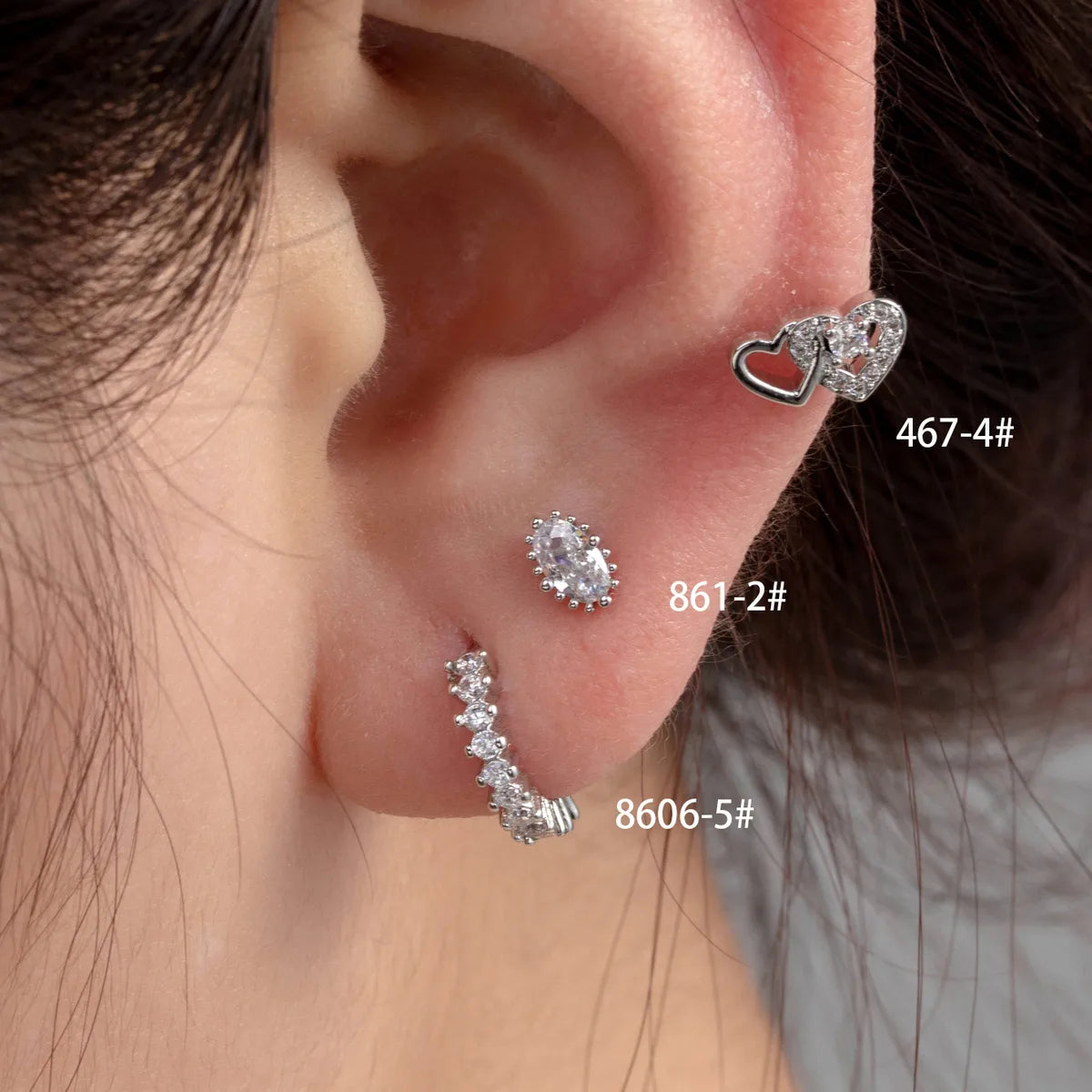 1 Piece Casual Simple Style Classic Style Round Heart Shape Plating Inlay Copper Zircon Earrings