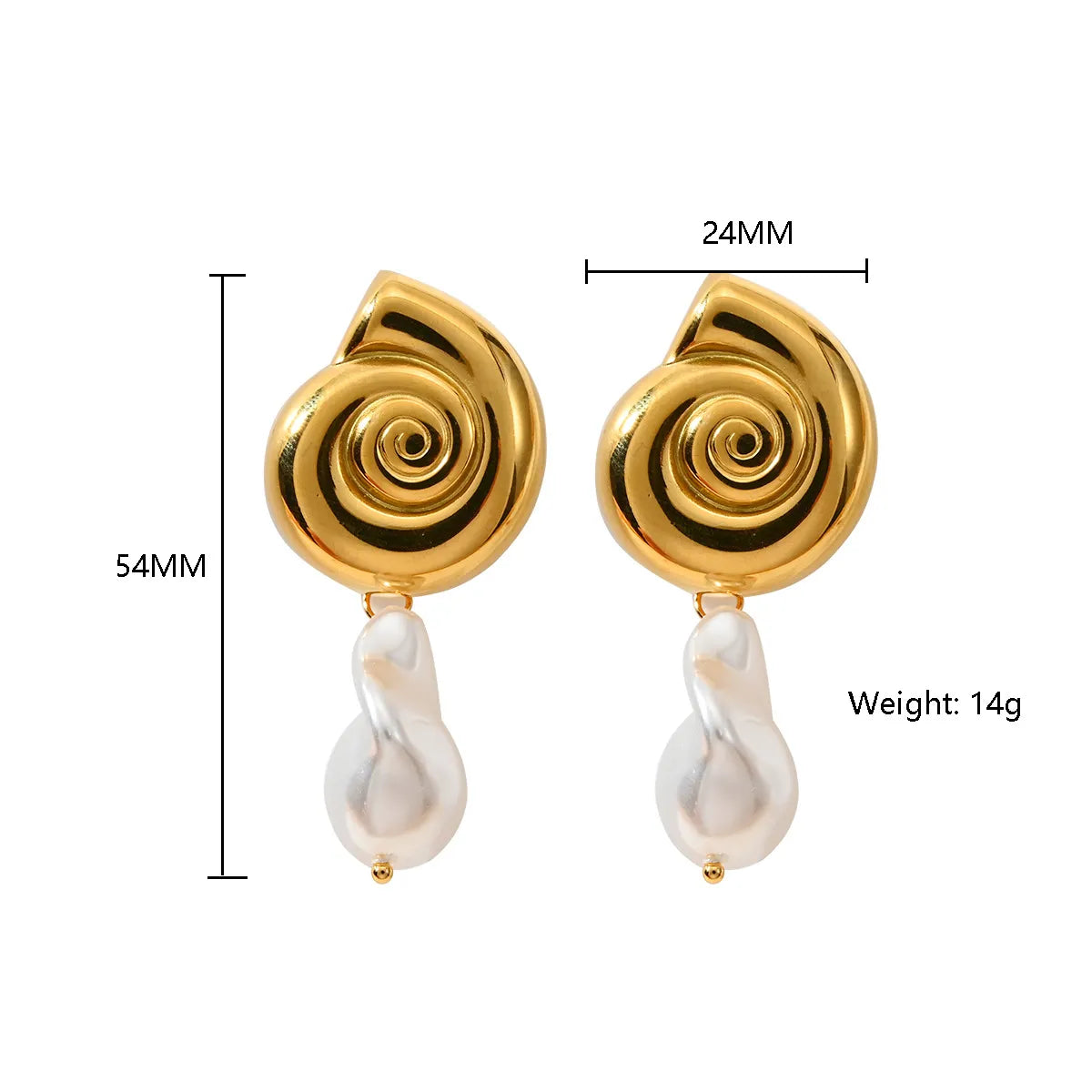 1 Piece Casual Simple Style Conch Shell 304 Stainless Steel Freshwater Pearl Drop Earrings