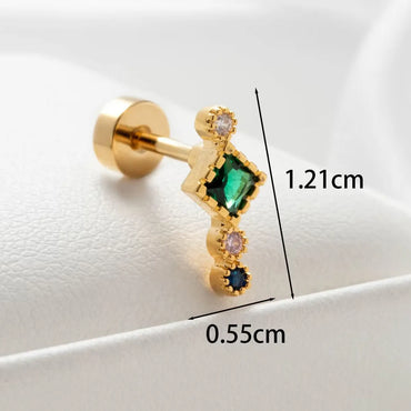 1 Piece Casual Simple Style Daisy Inlay Copper Zircon Ear Studs