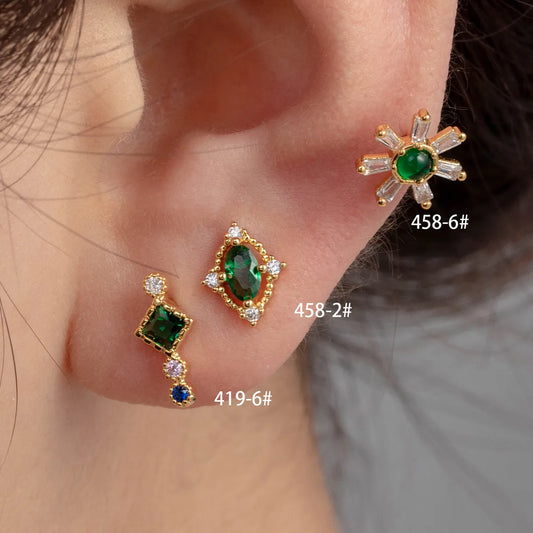 1 Piece Casual Simple Style Daisy Inlay Copper Zircon Ear Studs