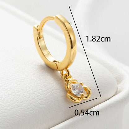 1 Piece Casual Simple Style Flower Inlay Copper Zircon Ear Studs