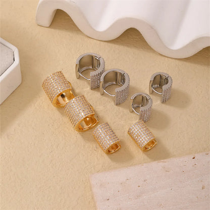 1 Piece Casual Simple Style Geometric Irregular Copper Zircon Silver Plated Huggie Earrings