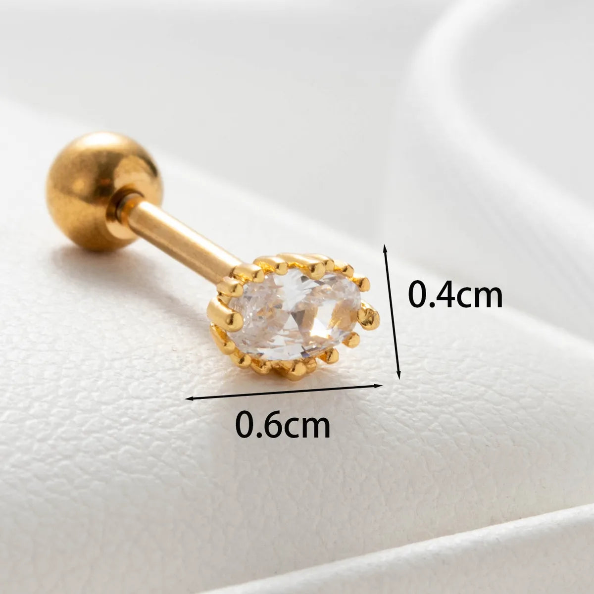 1 Piece Casual Simple Style Oval Carrot Chain Inlay Copper Zircon Ear Studs