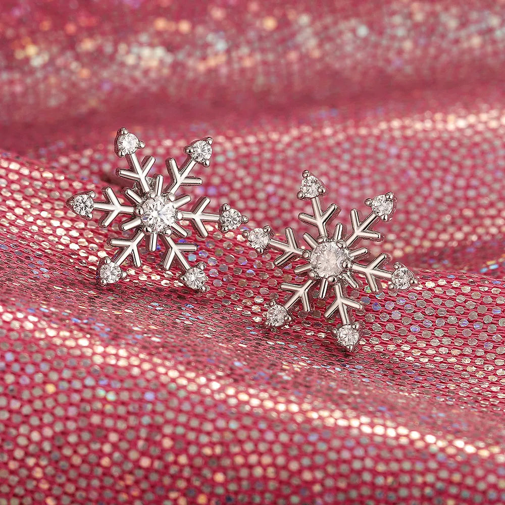 1 Piece Casual Simple Style Snowflake Inlay Copper Zircon Ear Studs