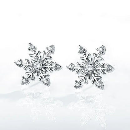 1 Piece Casual Simple Style Snowflake Inlay Copper Zircon Ear Studs