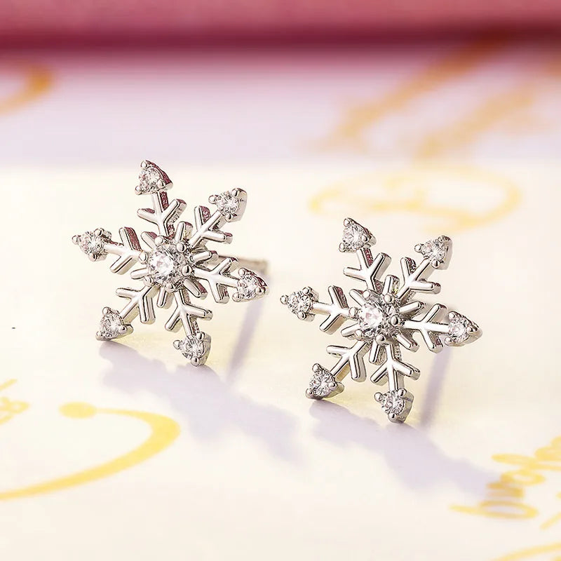 1 Piece Casual Simple Style Snowflake Inlay Copper Zircon Ear Studs