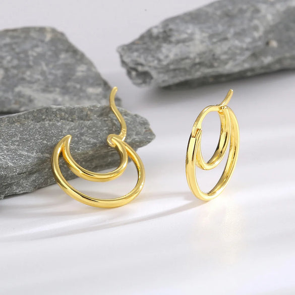 1 Piece Casual Simple Style Solid Color Sterling Silver 14K Gold Plated Earrings