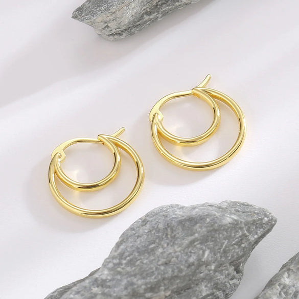 1 Piece Casual Simple Style Solid Color Sterling Silver 14K Gold Plated Earrings