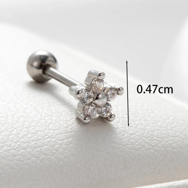 1 Piece Casual Simple Style Water Droplets Flower Chain Inlay Copper Zircon Ear Studs