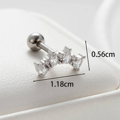 1 Piece Casual Simple Style Water Droplets Flower Chain Inlay Copper Zircon Ear Studs