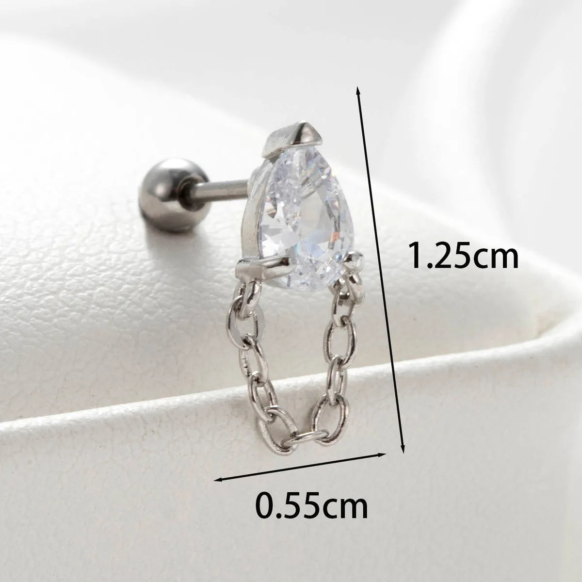 1 Piece Casual Simple Style Water Droplets Flower Chain Inlay Copper Zircon Ear Studs