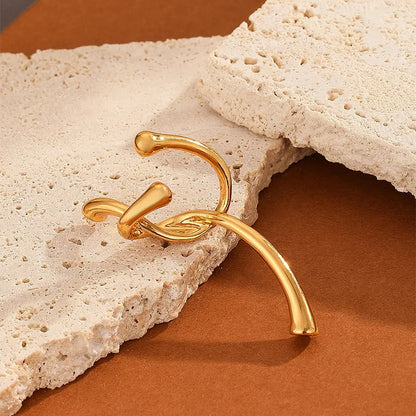 1 Piece Casual Solid Color Copper 18k Gold Plated Ear Cuffs