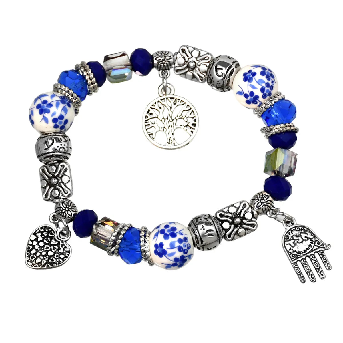 Chinoiserie Round Tree Artificial Crystal Alloy Ceramics Wholesale Bracelets