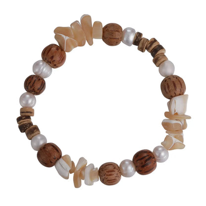 1 Piece Chinoiserie Round Wood Beaded Women's Bracelets