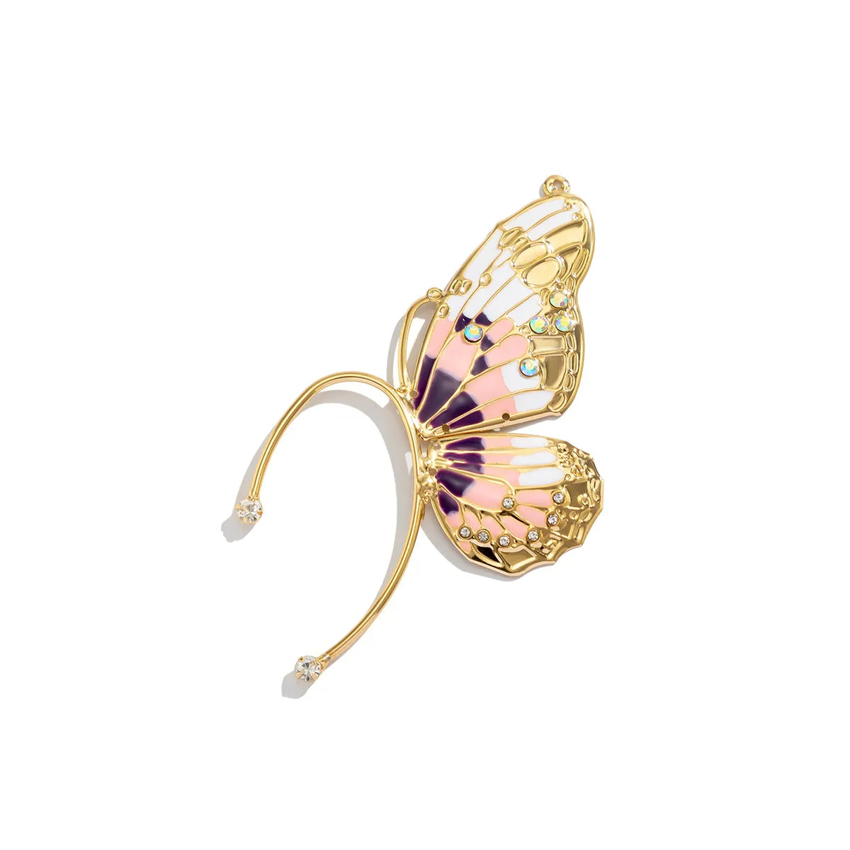 1 Piece Classic Style Butterfly Enamel Three-Dimensional Iron Rhinestones Ear Clips