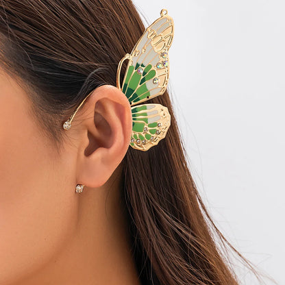 1 Piece Classic Style Butterfly Enamel Three-Dimensional Iron Rhinestones Ear Clips