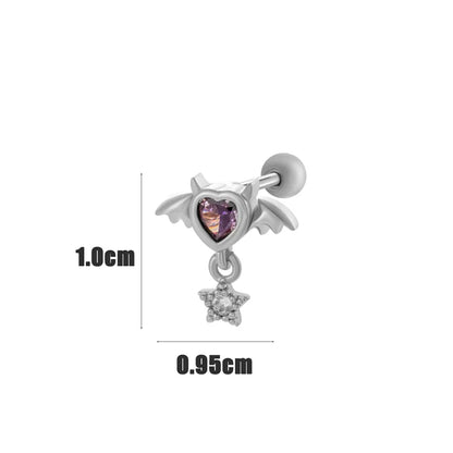 1 Piece Classic Style Heart Shape Bow Knot Inlay 316 Stainless Steel  Copper Zircon Ear Studs