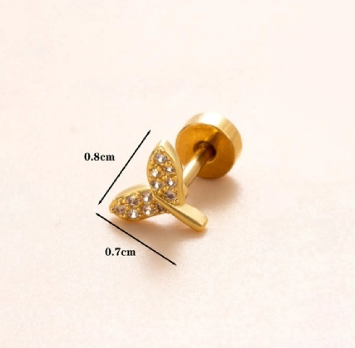 1 Piece Classic Style Insect Flower Polishing Plating Inlay Stainless Steel Copper Zircon 18k Gold Plated Ear Studs