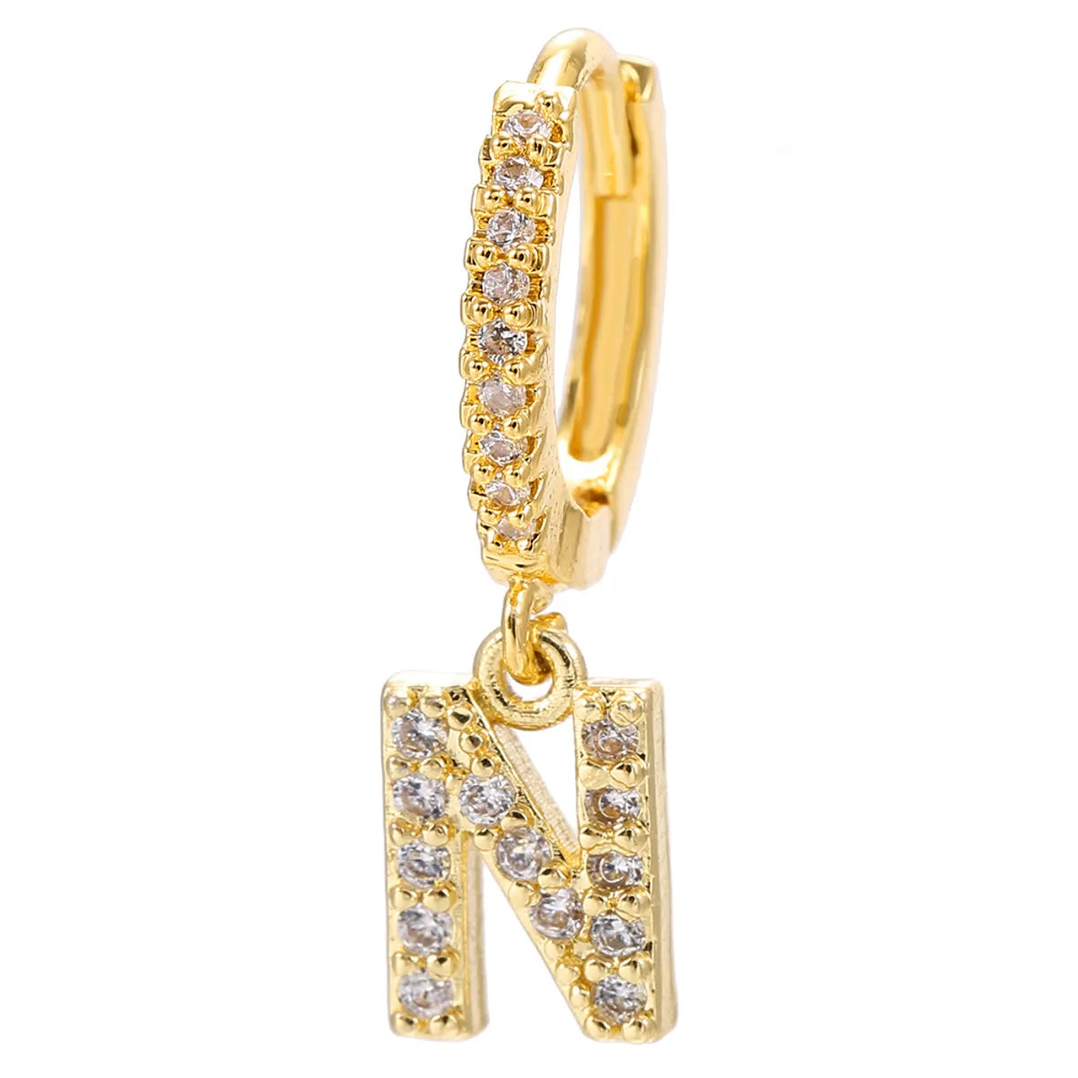 1 Piece Classic Style Letter Plating Inlay Copper Zircon 18K Gold Plated Drop Earrings