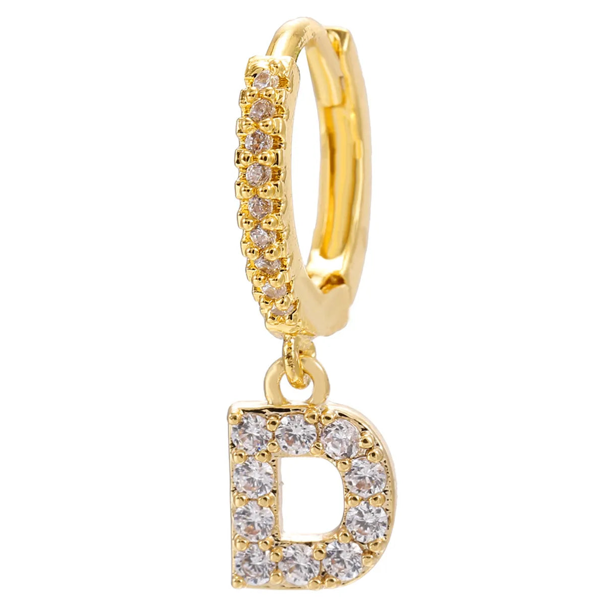 1 Piece Classic Style Letter Plating Inlay Copper Zircon 18K Gold Plated Drop Earrings